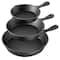 MegaChef Pre-Seasoned 3 Piece Cast Iron Skillet Set